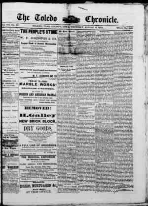 The Toledo chronicle Newspaper August 14, 1873 kapağı