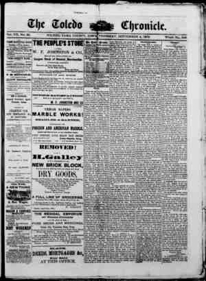 The Toledo chronicle Newspaper September 4, 1873 kapağı