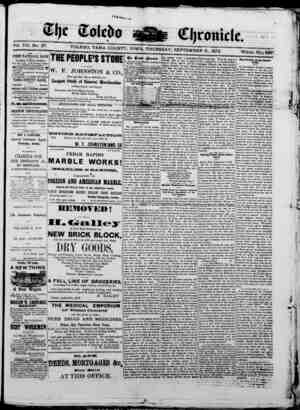 The Toledo chronicle Newspaper September 11, 1873 kapağı