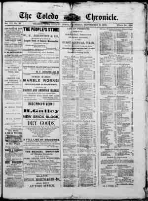 The Toledo chronicle Newspaper September 18, 1873 kapağı