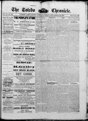 The Toledo chronicle Newspaper September 25, 1873 kapağı