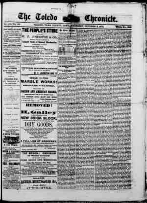 The Toledo chronicle Newspaper October 2, 1873 kapağı