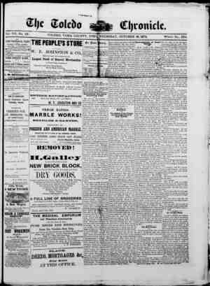 The Toledo chronicle Newspaper October 16, 1873 kapağı