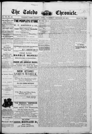 The Toledo chronicle Newspaper October 30, 1873 kapağı
