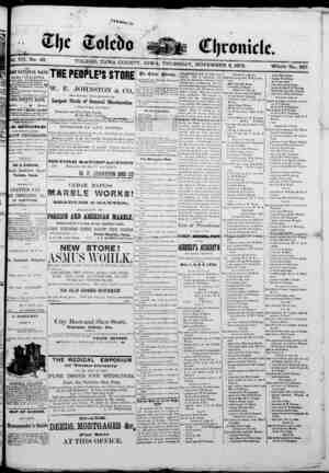 The Toledo chronicle Newspaper November 6, 1873 kapağı