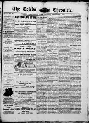 The Toledo chronicle Newspaper December 4, 1873 kapağı