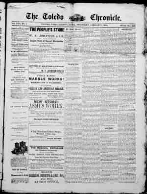 The Toledo chronicle Newspaper January 1, 1874 kapağı