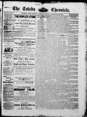 The Toledo chronicle Newspaper February 19, 1874 kapağı