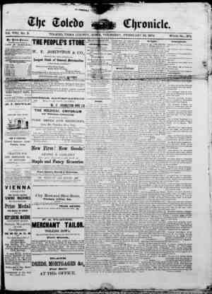 The Toledo chronicle Newspaper February 26, 1874 kapağı