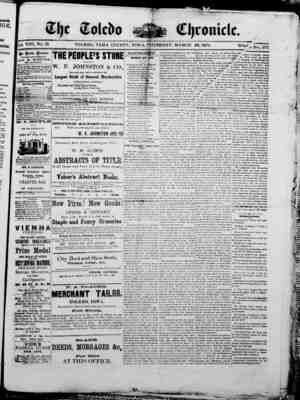 The Toledo chronicle Newspaper March 26, 1874 kapağı
