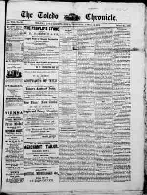 The Toledo chronicle Newspaper April 2, 1874 kapağı