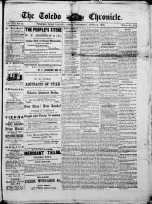 The Toledo chronicle Newspaper April 9, 1874 kapağı