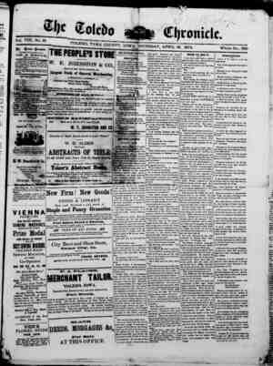 The Toledo chronicle Newspaper April 16, 1874 kapağı