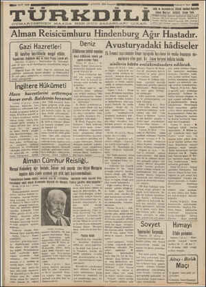 Türk Dili Gazetesi 2 Ağustos 1934 kapağı