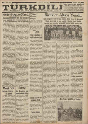 Türk Dili Gazetesi 5 Ağustos 1934 kapağı
