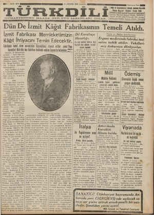 Türk Dili Gazetesi 15 Ağustos 1934 kapağı