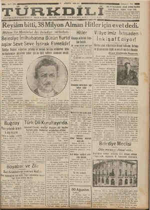 Türk Dili Gazetesi 21 Ağustos 1934 kapağı