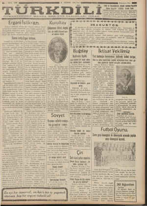 Türk Dili Gazetesi 26 Ağustos 1934 kapağı