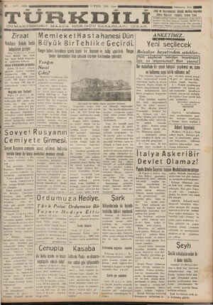 Türk Dili Gazetesi 14 Eylül 1934 kapağı