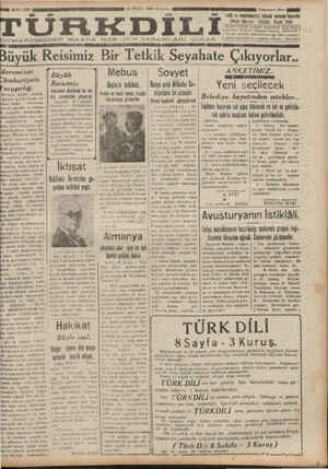 Türk Dili Gazetesi 20 Eylül 1934 kapağı