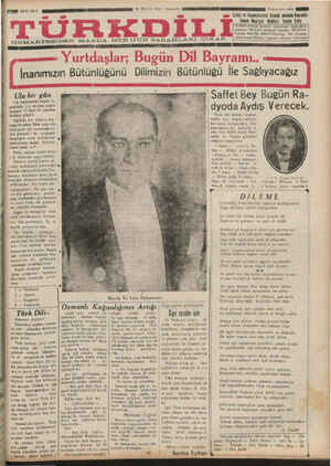 Türk Dili Gazetesi 26 Eylül 1934 kapağı