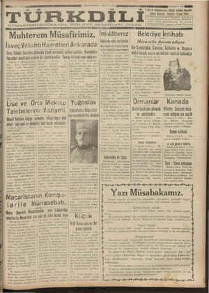 Türk Dili Gazetesi 4 Ekim 1934 kapağı