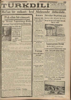 Türk Dili Gazetesi 11 Ekim 1934 kapağı