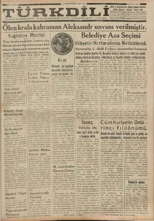 Türk Dili Gazetesi 14 Ekim 1934 kapağı