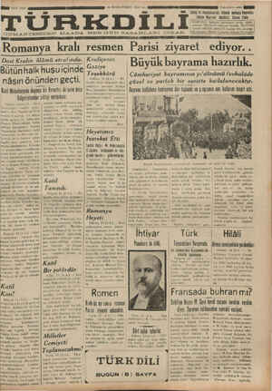 Türk Dili Gazetesi 16 Ekim 1934 kapağı