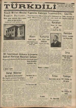 Türk Dili Gazetesi 24 Ekim 1934 kapağı