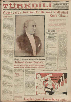 Türk Dili Gazetesi 29 Ekim 1934 kapağı