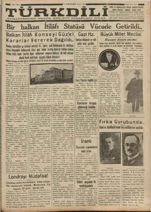 Türk Dili Gazetesi 3 Kasım 1934 kapağı