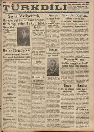 Türk Dili Gazetesi 7 Kasım 1934 kapağı