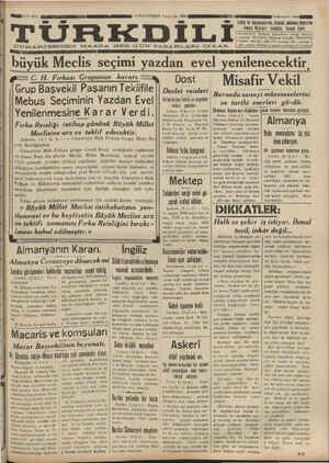 Türk Dili Gazetesi 15 Kasım 1934 kapağı