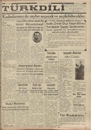 Türk Dili Gazetesi 5 Aralık 1934 kapağı