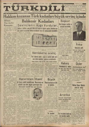 Türk Dili Gazetesi 9 Aralık 1934 kapağı