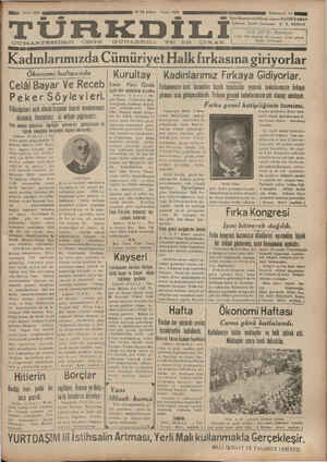Türk Dili Gazetesi 16 Aralık 1934 kapağı
