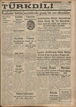 Türk Dili Gazetesi 21 Aralık 1934 kapağı