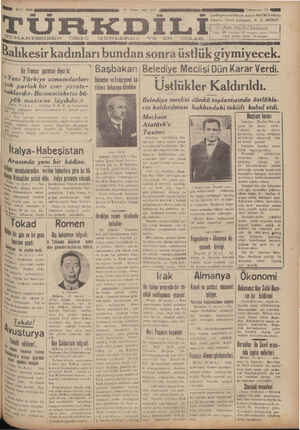 Türk Dili Gazetesi 12 Şubat 1935 kapağı