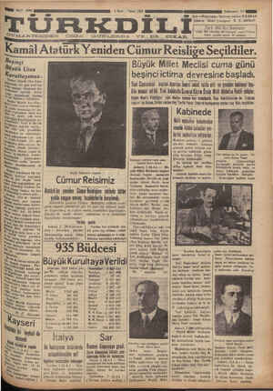 Türk Dili Gazetesi 3 Mart 1935 kapağı