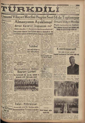 Türk Dili Gazetesi 21 Mart 1935 kapağı