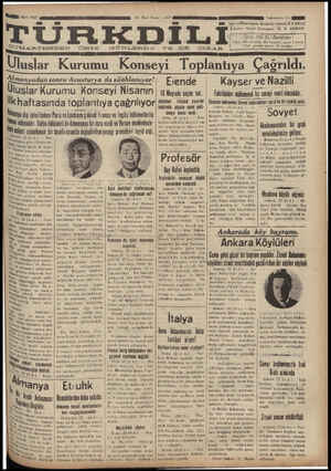 Türk Dili Gazetesi 24 Mart 1935 kapağı