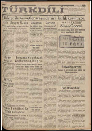 Türk Dili Gazetesi 10 Nisan 1935 kapağı
