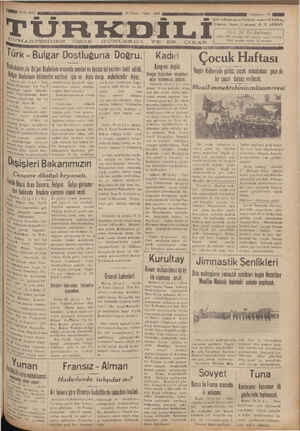 Türk Dili Gazetesi 26 Nisan 1935 kapağı