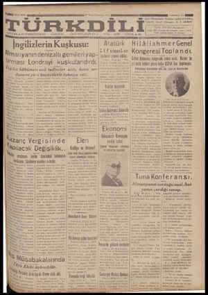 Türk Dili Gazetesi 29 Nisan 1935 kapağı