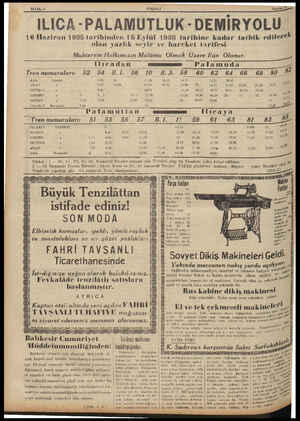  SAYPA: 4 Haziran Z, ILICA -PALAMUTLUK -DEMİRYOLU 16 Haziran 1935 tarihinden 15 Eylül 1935 tarihine kadar tatbik edilecek olan