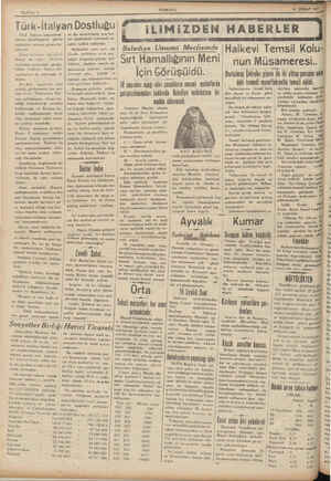  li SAYFA: 2 TORKDİLİ Türk-İtalyan Dostluğu Türk İtalyan münasebet lerinin vuzuhlaşması, günün hâdiseleri arasına girmiş bu