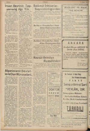  * SAYFA 4 İnsan Beyninin Taşı- Balıkesir İnhisarlar- ( yamadığ Ağır Yük.. - Başmüdürlüğünden: ğl Paris Soir gazetesinin ha