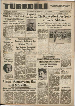  TÜRKD —enaram — aa aasaamamm e — ü eee 16 Iıclncl KÂNUN PAZAR 1938 Büyük Millet Meclisinde Dünkü Görüşmeler HavaKuvvetlerinin