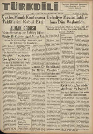    2 BİRİNCİTEŞRİN PAZAR 1938 —— TÜRKDİLİ GÜNDELİK SİYASAL GAZETE | | | r Tatbikine Pazarlıksız Satış usulü Kanununun Ankara,